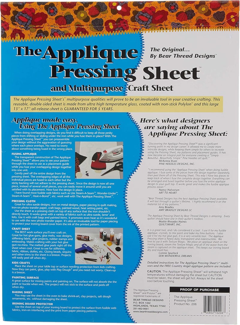 Bear Thread Applique Pressing Sheet 13in x 17in, White - Image 2
